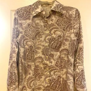 Etro Italy Women’s Paisley Blouse - brown & cream